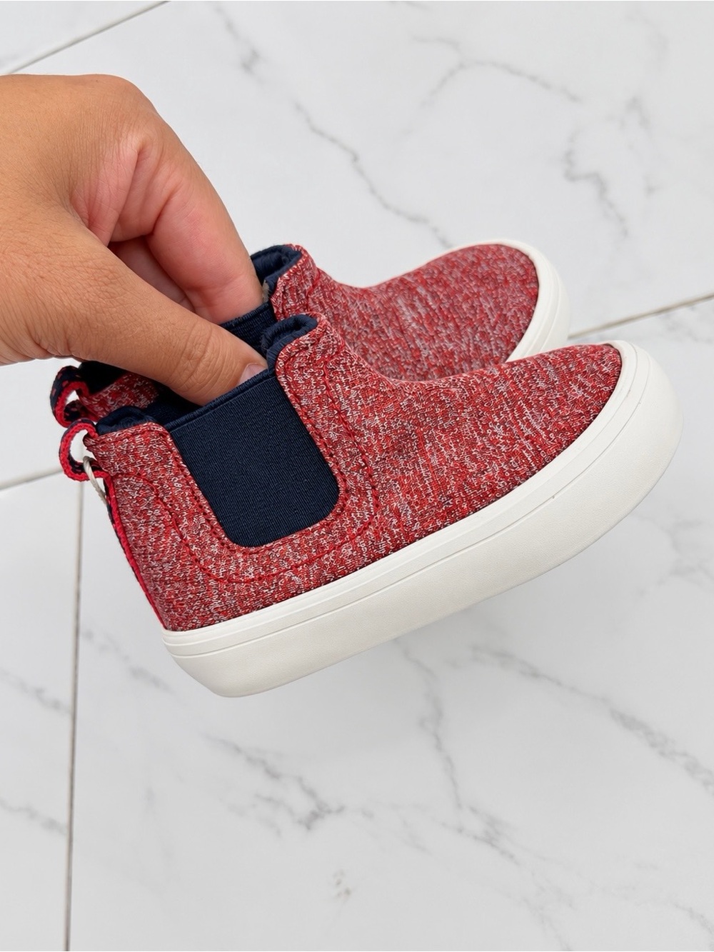 Zara Red Knit Slip-On Boots